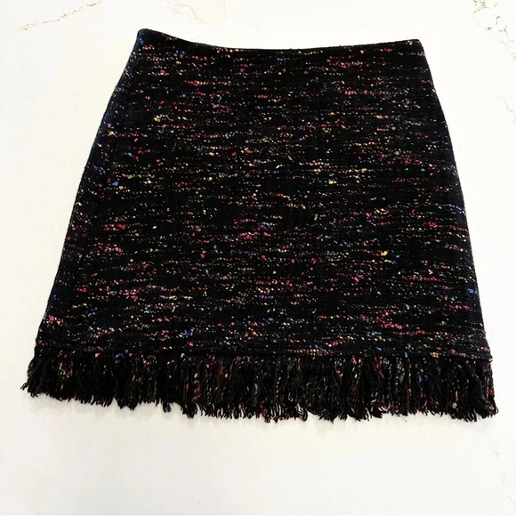 GANNI Rainbow Tweed Wool Fringe Mini Skirt | 34 | US 2 - Picture 8 of 13